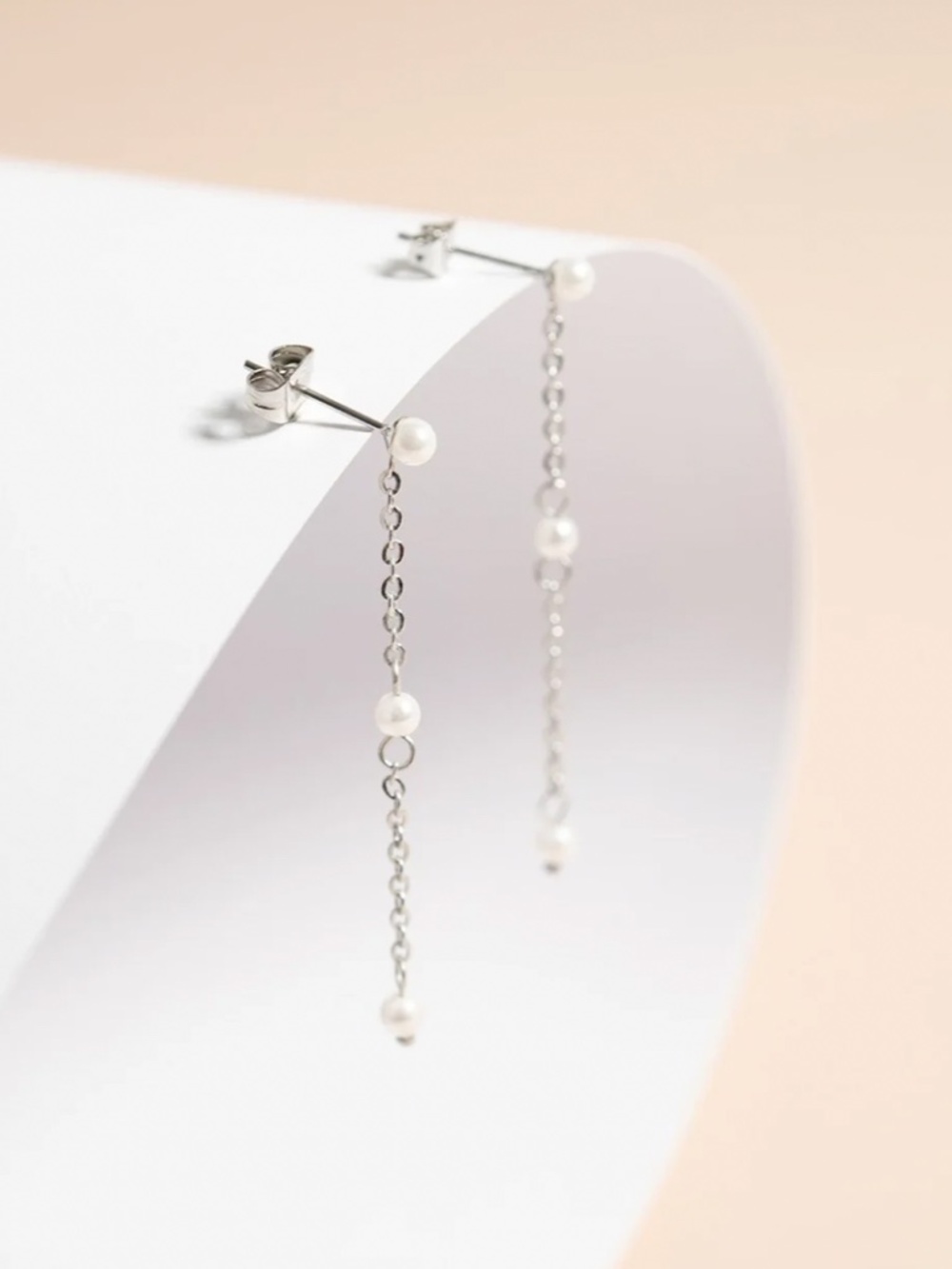 18K Gold PVD Stainless Steel Pearl Dangle Earrings